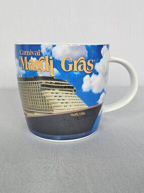 Carnival Mardi Gras Mug | Cruise Ship Souvenir | Blue | EUC